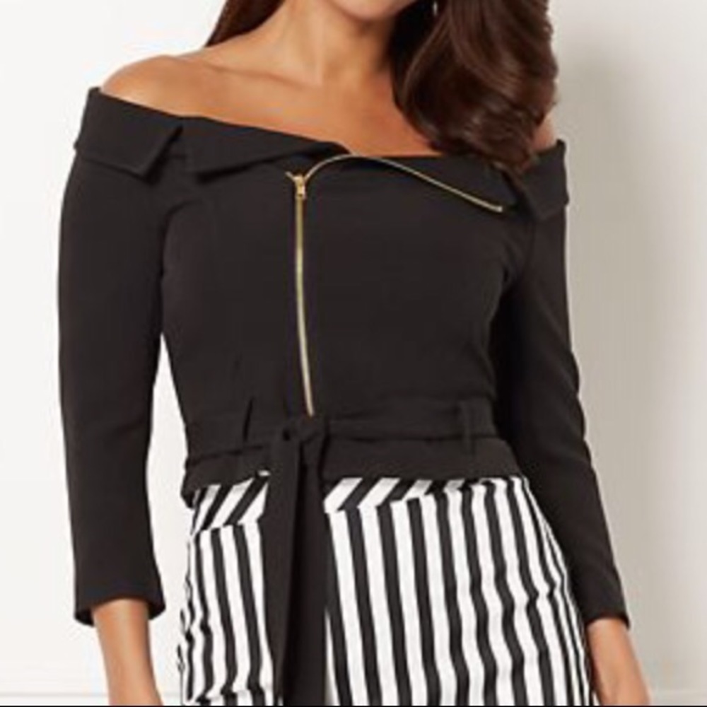 Edgy Off The Shoulder Moto Top